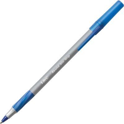 BIC Round Stic Grip Xtra Comfort Blue Ballpoint Pens, Medium Point (1.2mm), 12-Count Pack, Excellent Writing Pens With Soft Grip for Superb Comfort and Control