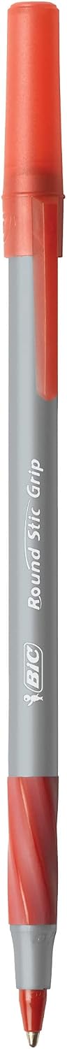 BIC Round Stic Grip Xtra Comfort Blue Ballpoint Pens, Medium Point (1.2mm), 12-Count Pack, Excellent Writing Pens With Soft Grip for Superb Comfort and Control