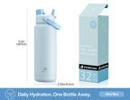 POWCAN 26 oz Insulated Water Bottle with 2-in-1 Straw and Spout Lid, Keep Cold 24H, Leak-Proof, Fits in Car Cup Holder, Stainless Steel Water Bottle for Sports, Travel, and School (Cotton Candy)