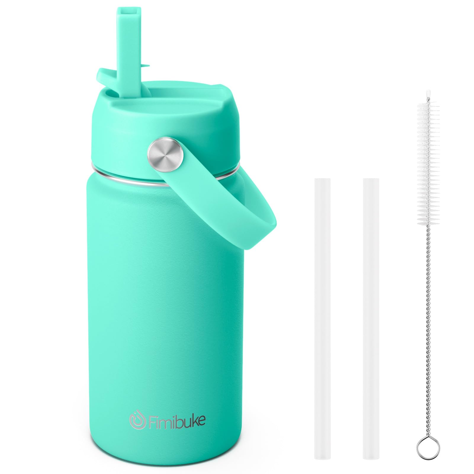 Fimibuke Kids Insulated Water Bottle, 14oz BPA FREE 18/8 Stainless Steel Travel Tumbler Double Wall Vacuum Leak Proof Kids Cup with Straw Metal Water Bottle for School Boys Girls(1 Pack, Rainbow)