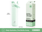 POWCAN 26 oz Insulated Water Bottle with 2-in-1 Straw and Spout Lid, Keep Cold 24H, Leak-Proof, Fits in Car Cup Holder, Stainless Steel Water Bottle for Sports, Travel, and School (Cotton Candy)
