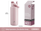 POWCAN 26 oz Insulated Water Bottle with 2-in-1 Straw and Spout Lid, Keep Cold 24H, Leak-Proof, Fits in Car Cup Holder, Stainless Steel Water Bottle for Sports, Travel, and School (Cotton Candy)
