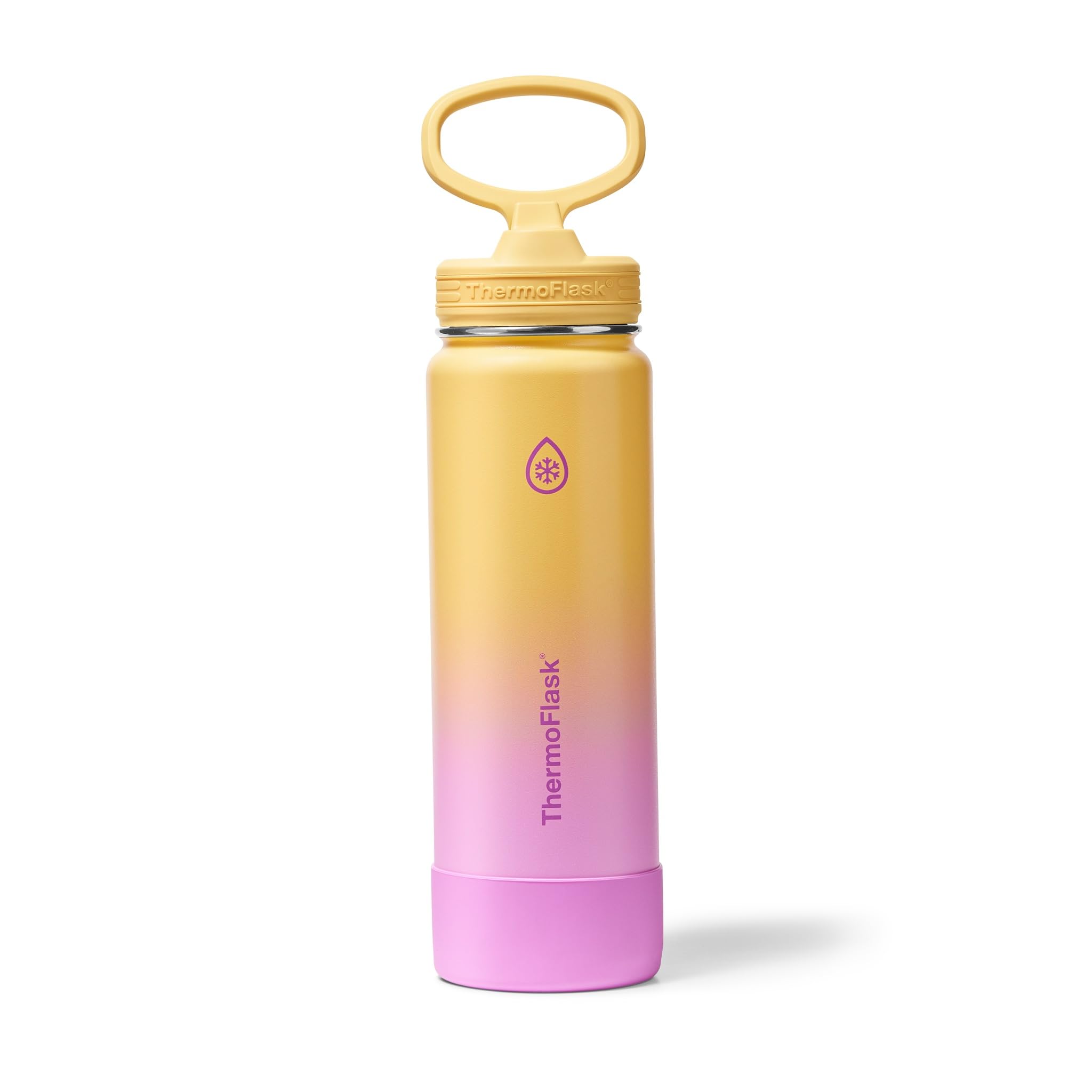 ThermoFlask Insulated Water Bottle with Straw Lid (24 oz, Purple Sunset) - Leakproof, Stainless Steel Water Bottle for Cold & Hot Drinks, Travel & Daily Hydration