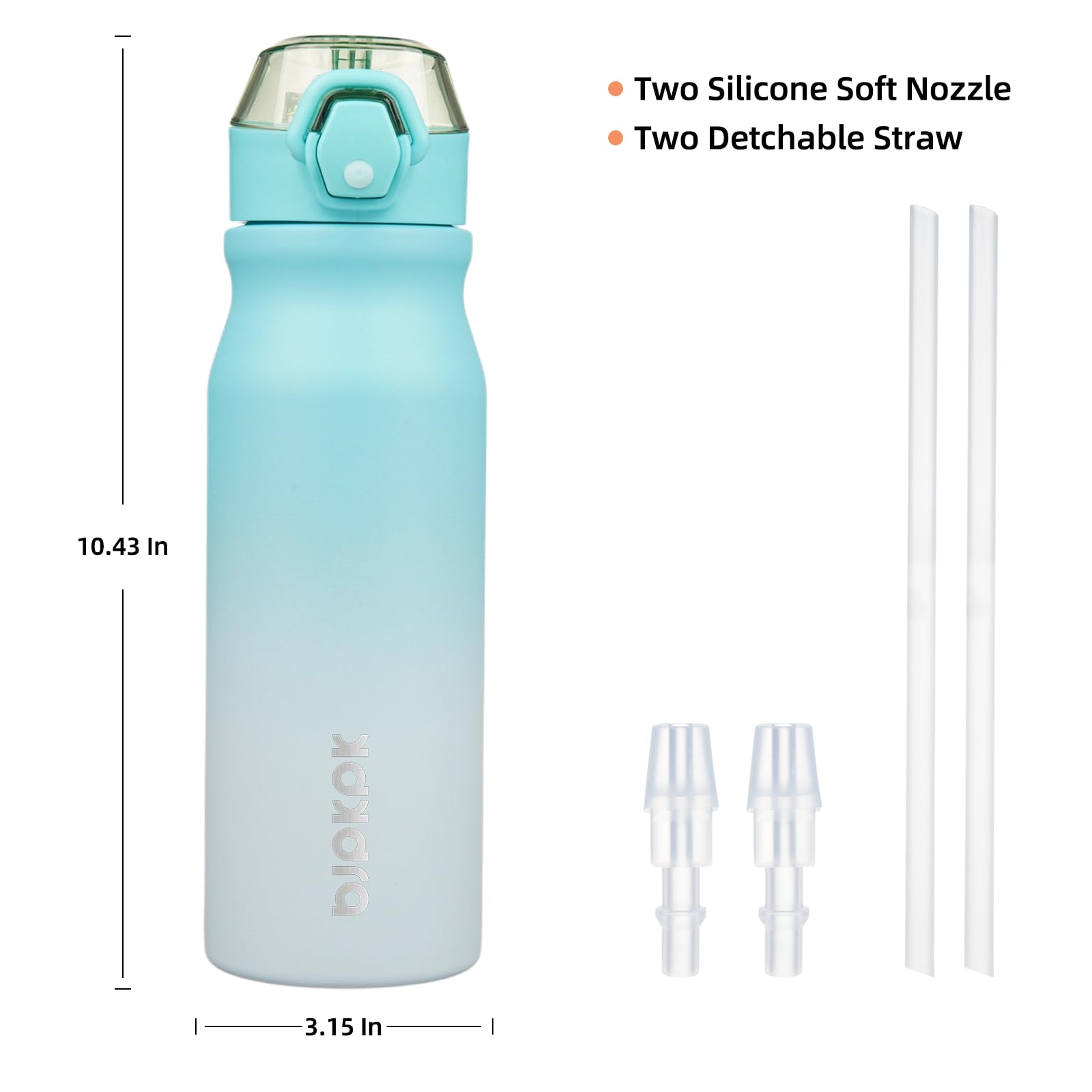 BJPKPK Insulated Water Bottle 18oz Stainless Steel Water Bottles with Straw and Carry Handle Double Wall Metal Thermal Flask,Light Blue Leopard