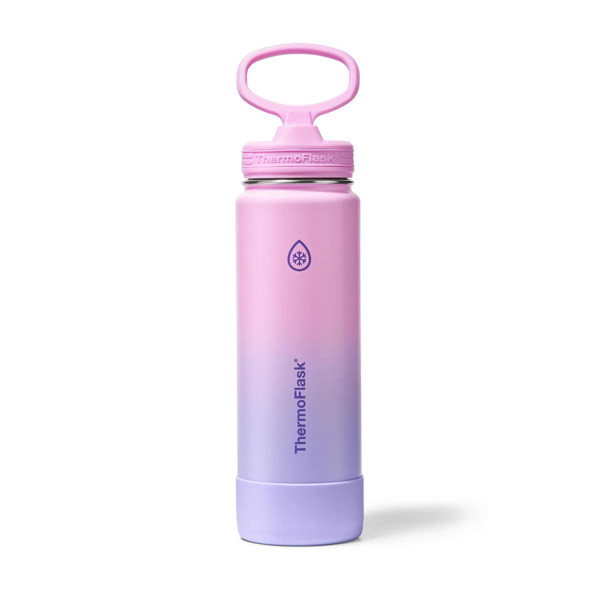 ThermoFlask Insulated Water Bottle with Straw Lid (24 oz, Purple Sunset) - Leakproof, Stainless Steel Water Bottle for Cold & Hot Drinks, Travel & Daily Hydration