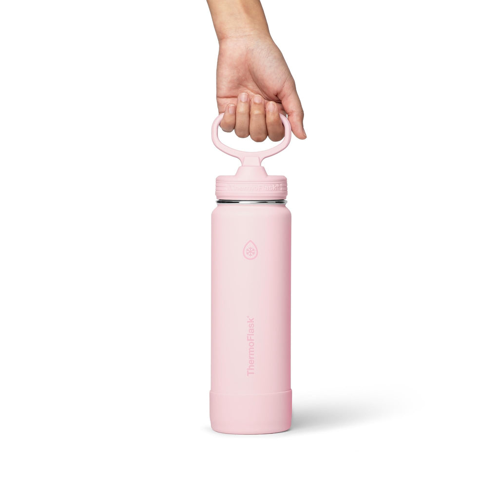 ThermoFlask Insulated Water Bottle with Straw Lid (24 oz, Purple Sunset) - Leakproof, Stainless Steel Water Bottle for Cold & Hot Drinks, Travel & Daily Hydration