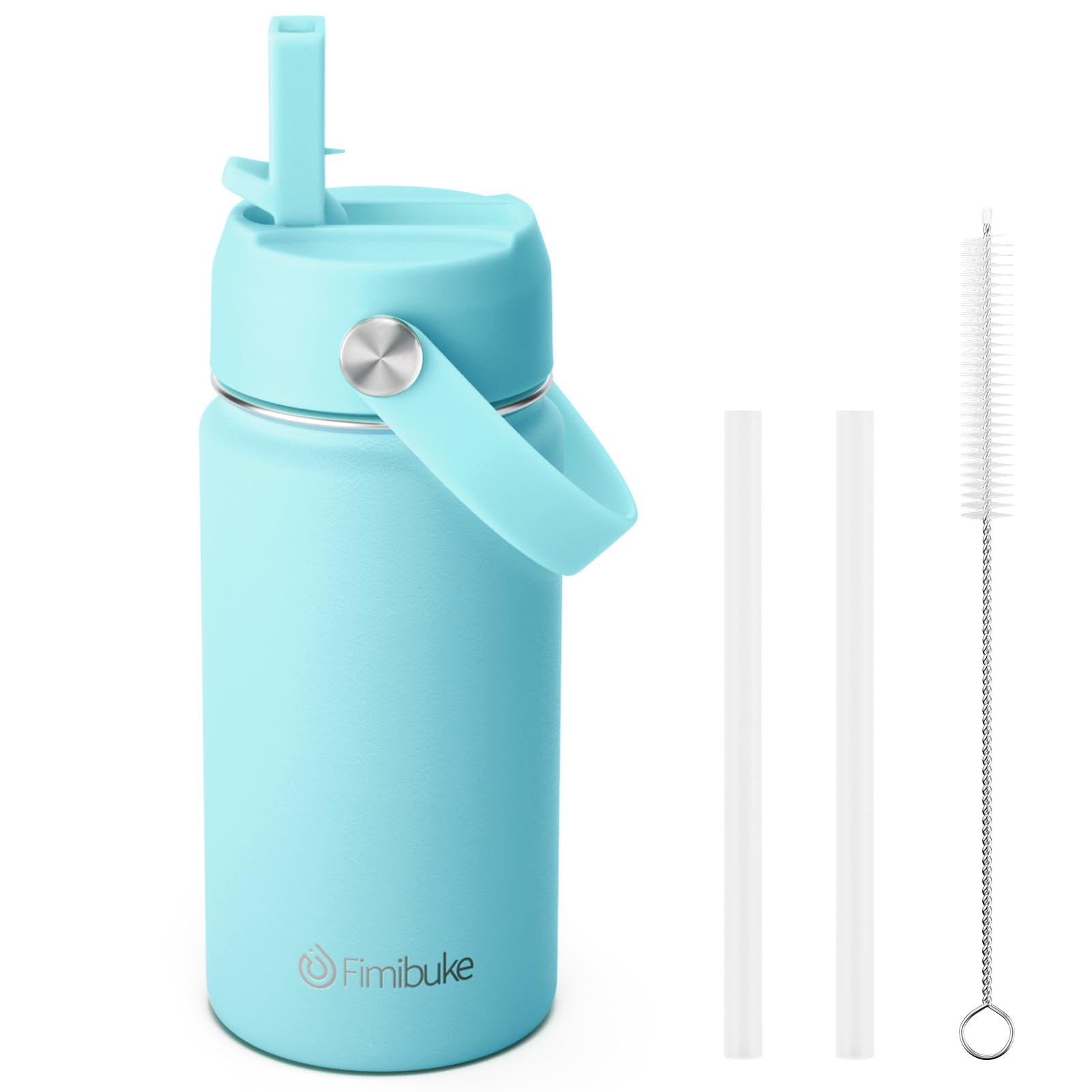 Fimibuke Kids Insulated Water Bottle, 14oz BPA FREE 18/8 Stainless Steel Travel Tumbler Double Wall Vacuum Leak Proof Kids Cup with Straw Metal Water Bottle for School Boys Girls(1 Pack, Rainbow)