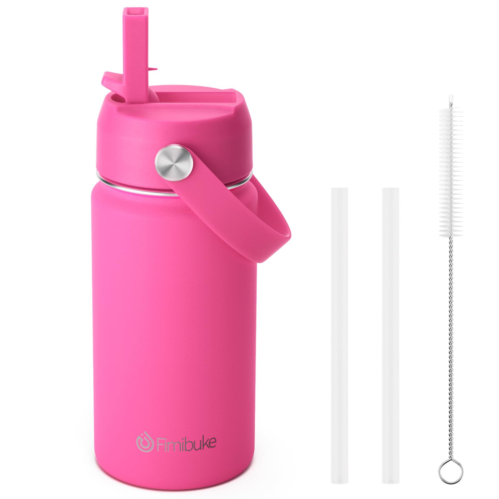 Fimibuke Kids Insulated Water Bottle, 14oz BPA FREE 18/8 Stainless Steel Travel Tumbler Double Wall Vacuum Leak Proof Kids Cup with Straw Metal Water Bottle for School Boys Girls(1 Pack, Rainbow)