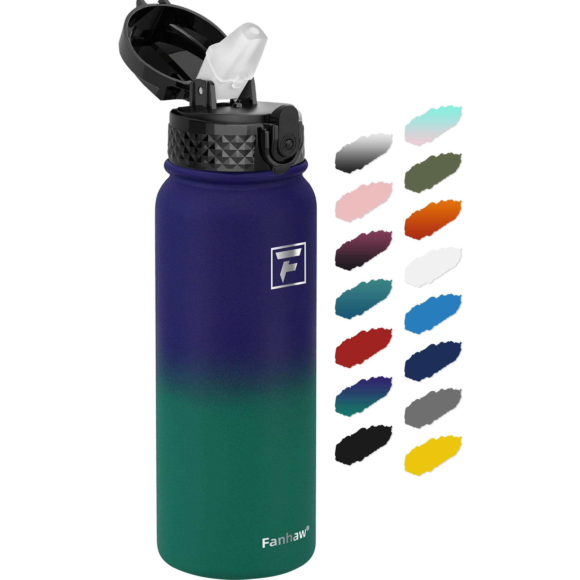 Fanhaw 20 Oz Kids Insulated Stainless Steel Water Bottle with Straw Lid, Leakproof & Anti-Dust Everyday Use Bottle for School, Women & Men, Back to School Essentials (Black)