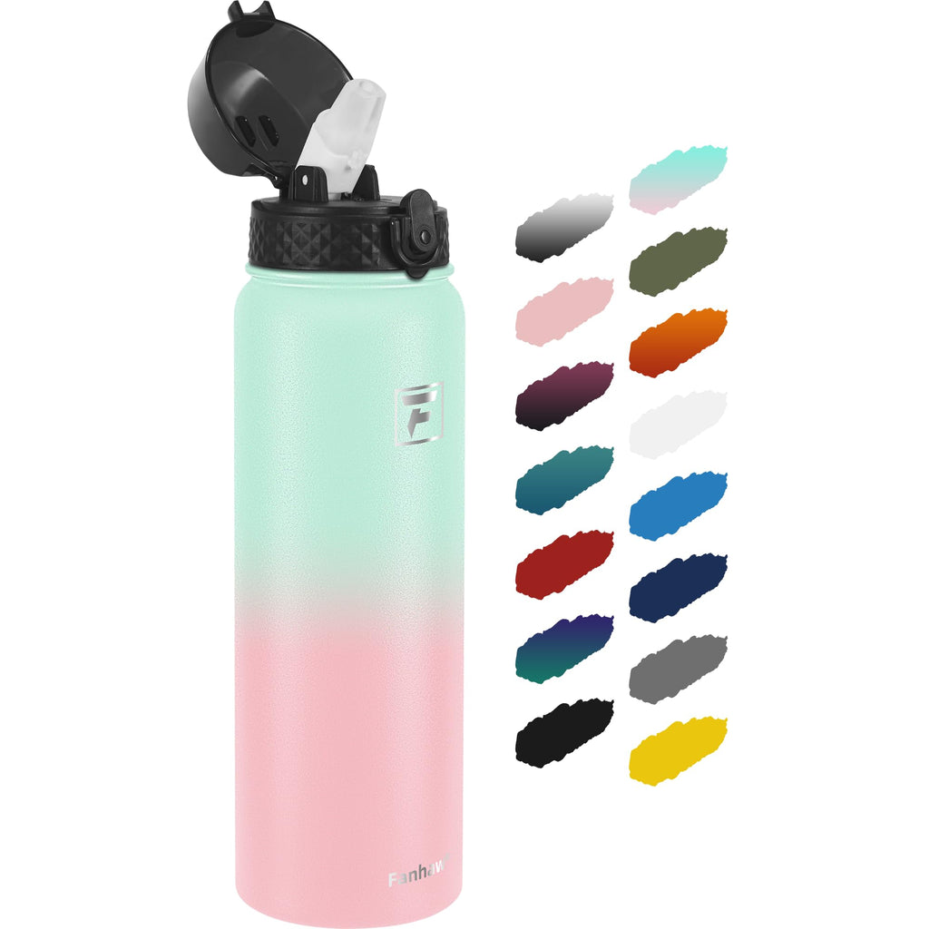 Fanhaw 20 Oz Kids Insulated Stainless Steel Water Bottle with Straw Lid, Leakproof & Anti-Dust Everyday Use Bottle for School, Women & Men, Back to School Essentials (Black)