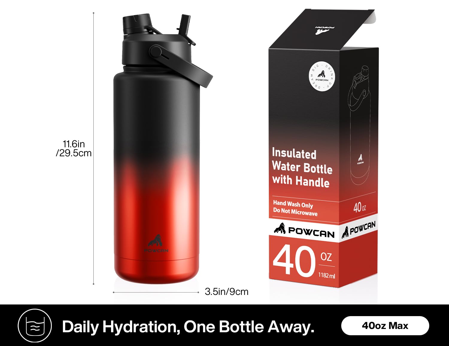 POWCAN 26 oz Insulated Water Bottle with 2-in-1 Straw and Spout Lid, Keep Cold 24H, Leak-Proof, Fits in Car Cup Holder, Stainless Steel Water Bottle for Sports, Travel, and School (Cotton Candy)