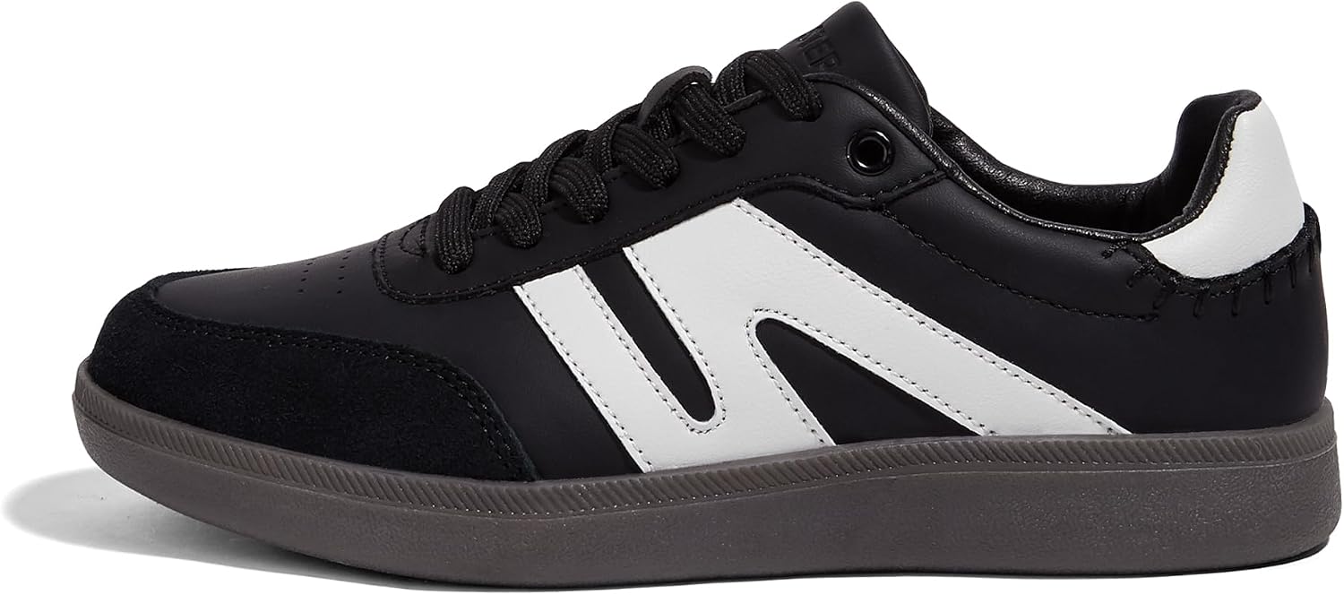 LUCKY STEP Women Classic Retro Gum Sole Fashion Sneakers Casual Tennis Skate Shoe Genuine Leather Walking Footwear Anti Slip Trainers