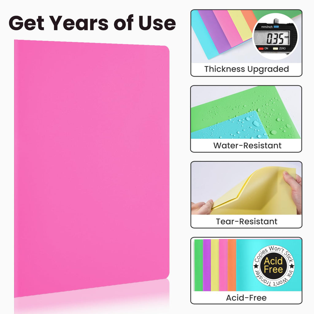 Sooez 6Pack Folders with Pockets, Pastels Colors, Heavy Duty Pocket Folder, Plastic Folders with Pockets, 2-Pocket Folder Bulk, Aesthetic File Folder, Back to School Office Filing Supplies