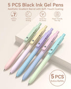 Four Candies 39 PCS Aesthetic Stationery Set with Cute Pen Case, College Supplies and Nursing Essentials, 12 Pastel Highlighters, 5 Black Gel Pens, 6 Mechanical Pencils, Pink