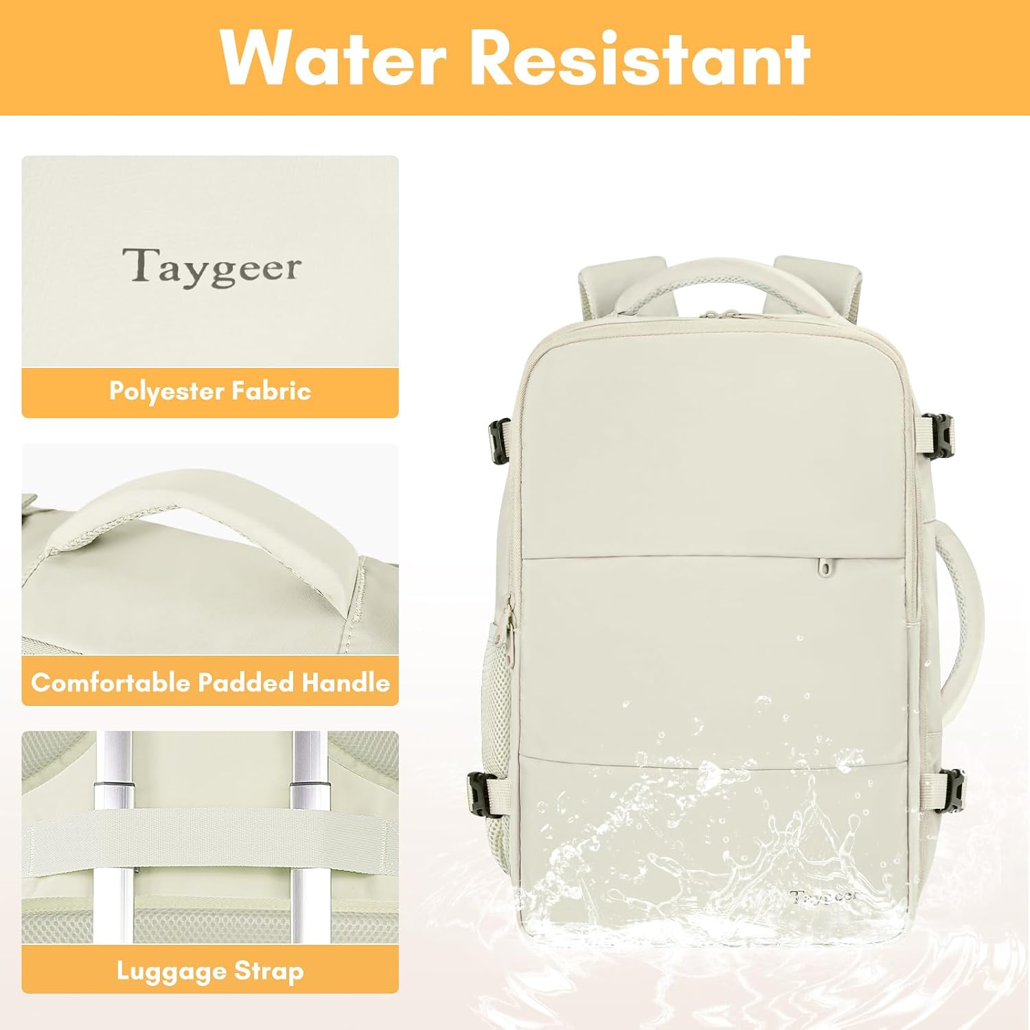 Taygeer Travel Laptop Backpack for Men Women, Airplane Approved Travel Backpack Suitcase with Water Bottle Pocket, Lightweight College 35l Luggage Bag 15.6inch Laptop Mochila Gifts for Business,Black
