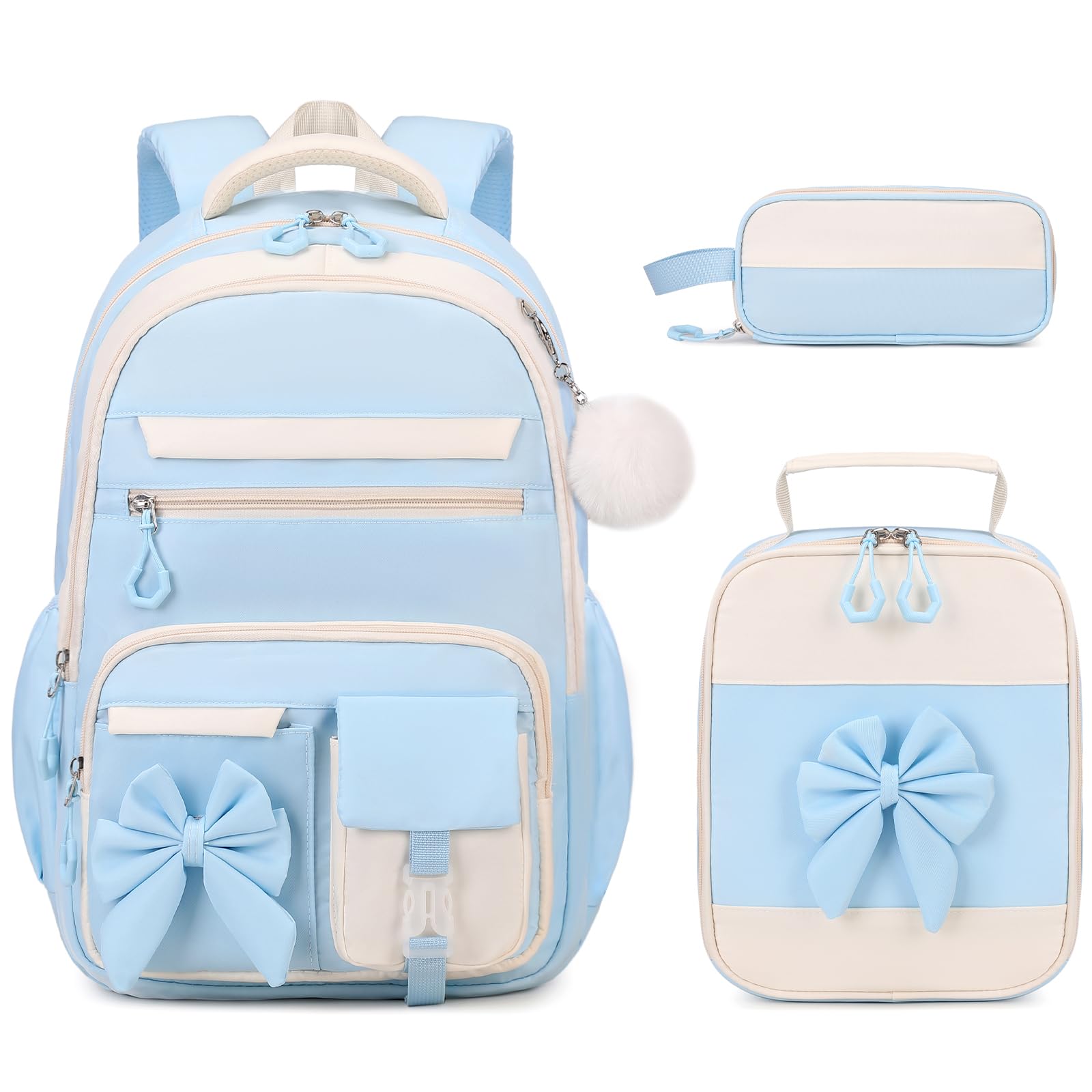 DIGOBAY Backpack for Girls, 3PCS Girls Backpack for School with Lunch Bag Pencil Case, Cute Kids Teens Bookbag for Kindergarten Elementary Preschool Middle School (Pink)