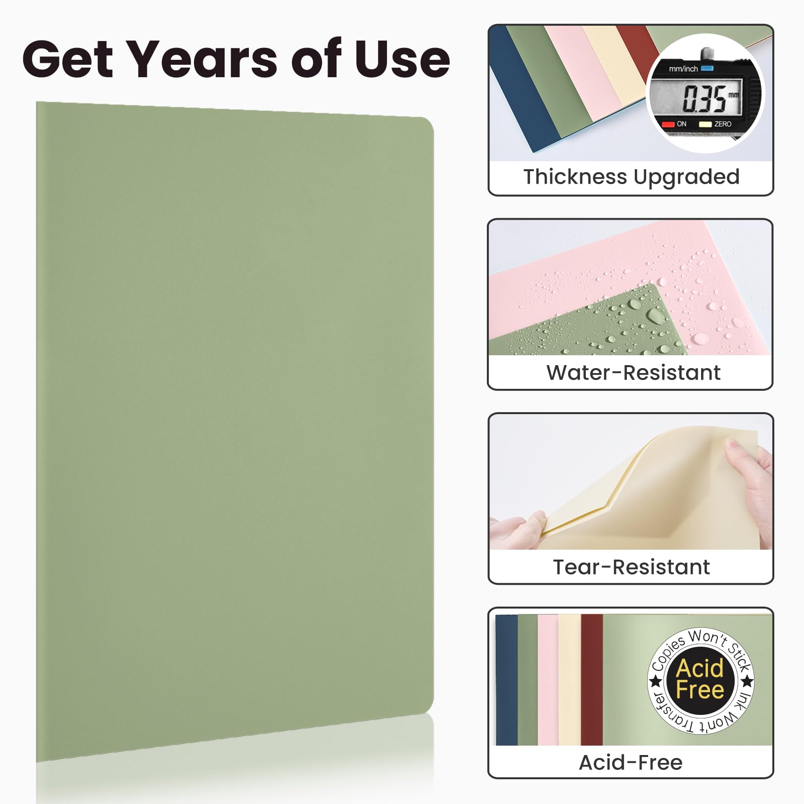 Sooez 6Pack Folders with Pockets, Pastels Colors, Heavy Duty Pocket Folder, Plastic Folders with Pockets, 2-Pocket Folder Bulk, Aesthetic File Folder, Back to School Office Filing Supplies