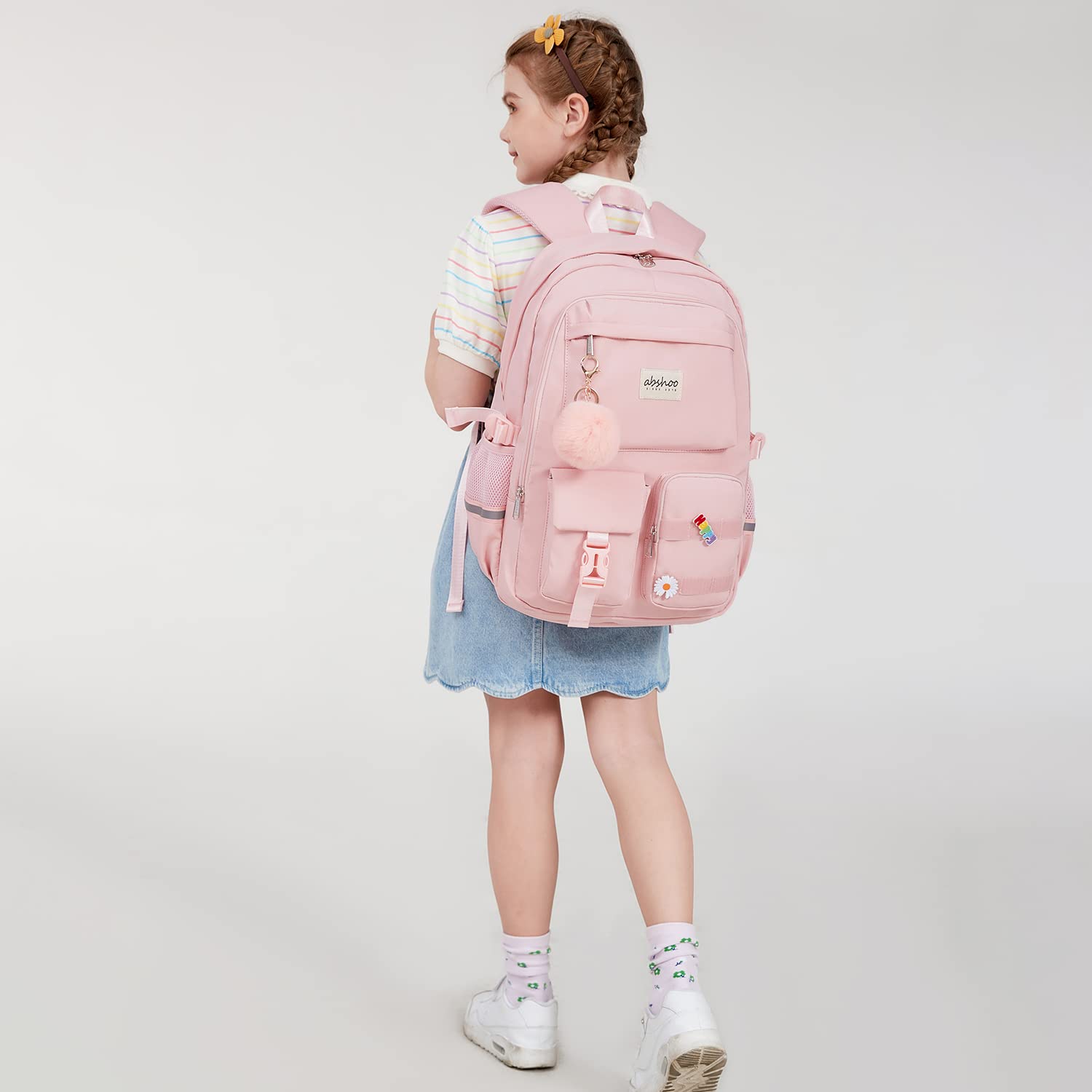 abshoo Big Student Laptop Backpack For College Women Middle High School Teen Girls Bookbag Travel Daypack (Black) | For College