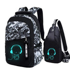 Asge Large Nylon Backpacks for Boys & Girls, Waterproof Satchel with Print, School Bags for 8-16 Years
