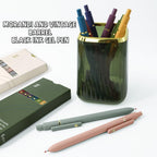 UIXJODO 12 Pcs Gel Pens 0.5mm Quick Dry Black Ink Pens Fine Point Smooth Writing Pens, Cute Office and School Supplies Gifts for Women Teacher Students (12 Pcs Morandi and Vintage Gold)