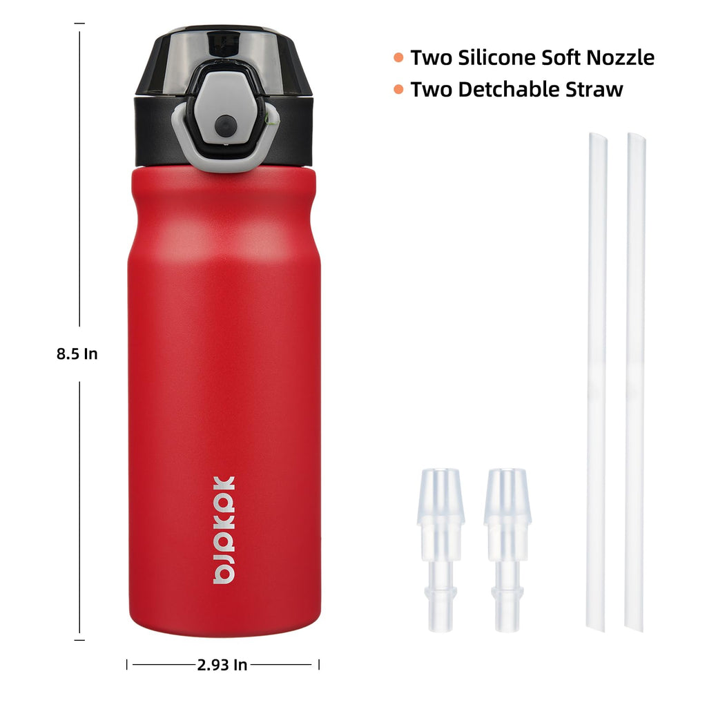 BJPKPK Insulated Water Bottle 18oz Stainless Steel Water Bottles with Straw and Carry Handle Double Wall Metal Thermal Flask,Light Blue Leopard