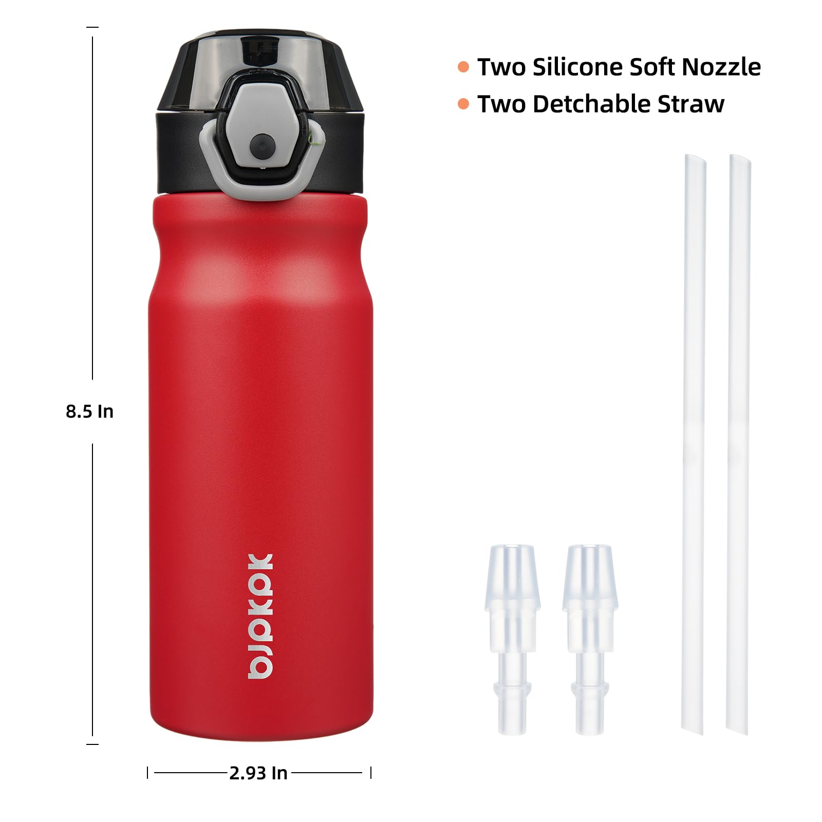 BJPKPK Insulated Water Bottle 18oz Stainless Steel Water Bottles with Straw and Carry Handle Double Wall Metal Thermal Flask,Light Blue Leopard