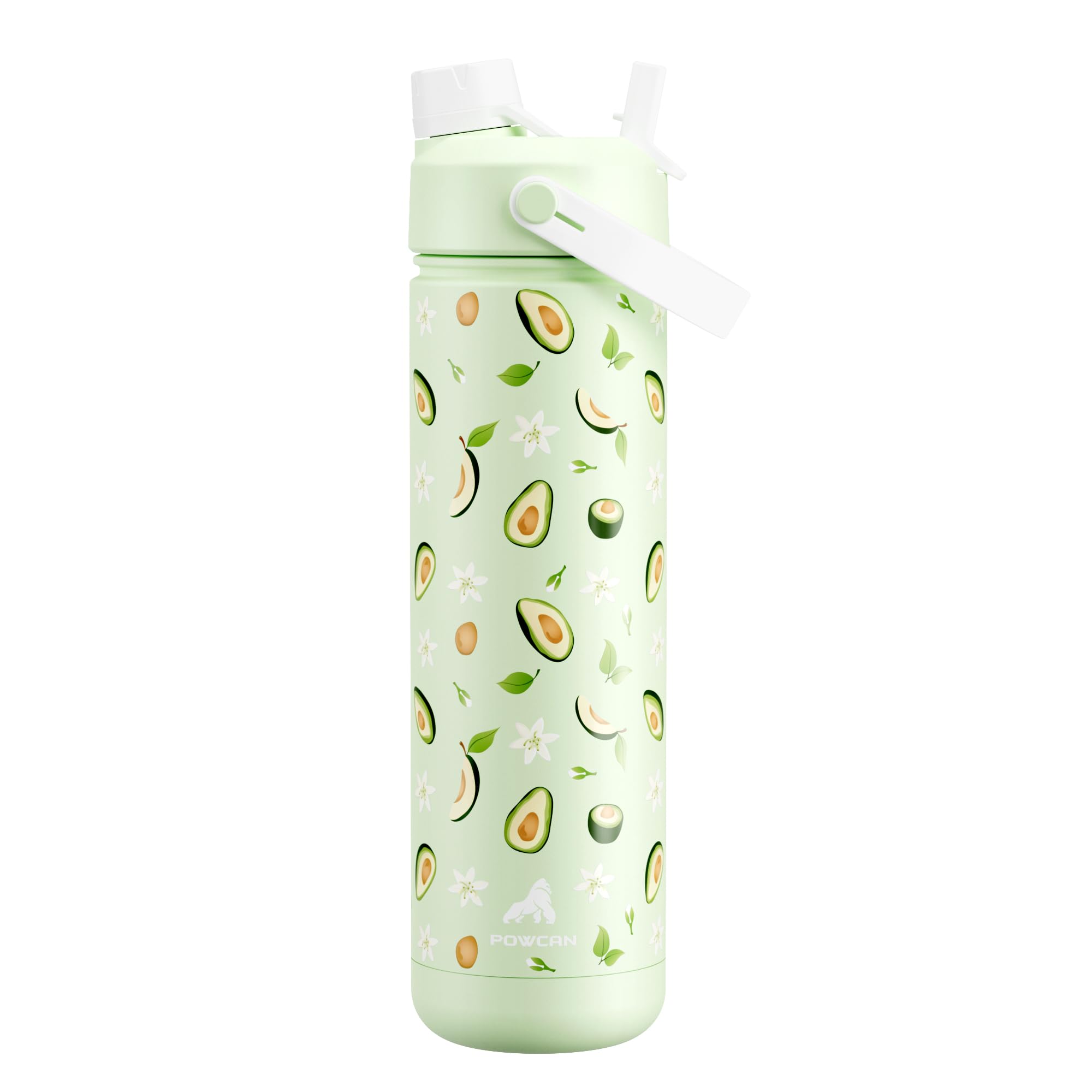 POWCAN 26 oz Insulated Water Bottle with 2-in-1 Straw and Spout Lid, Keep Cold 24H, Leak-Proof, Fits in Car Cup Holder, Stainless Steel Water Bottle for Sports, Travel, and School (Cotton Candy)