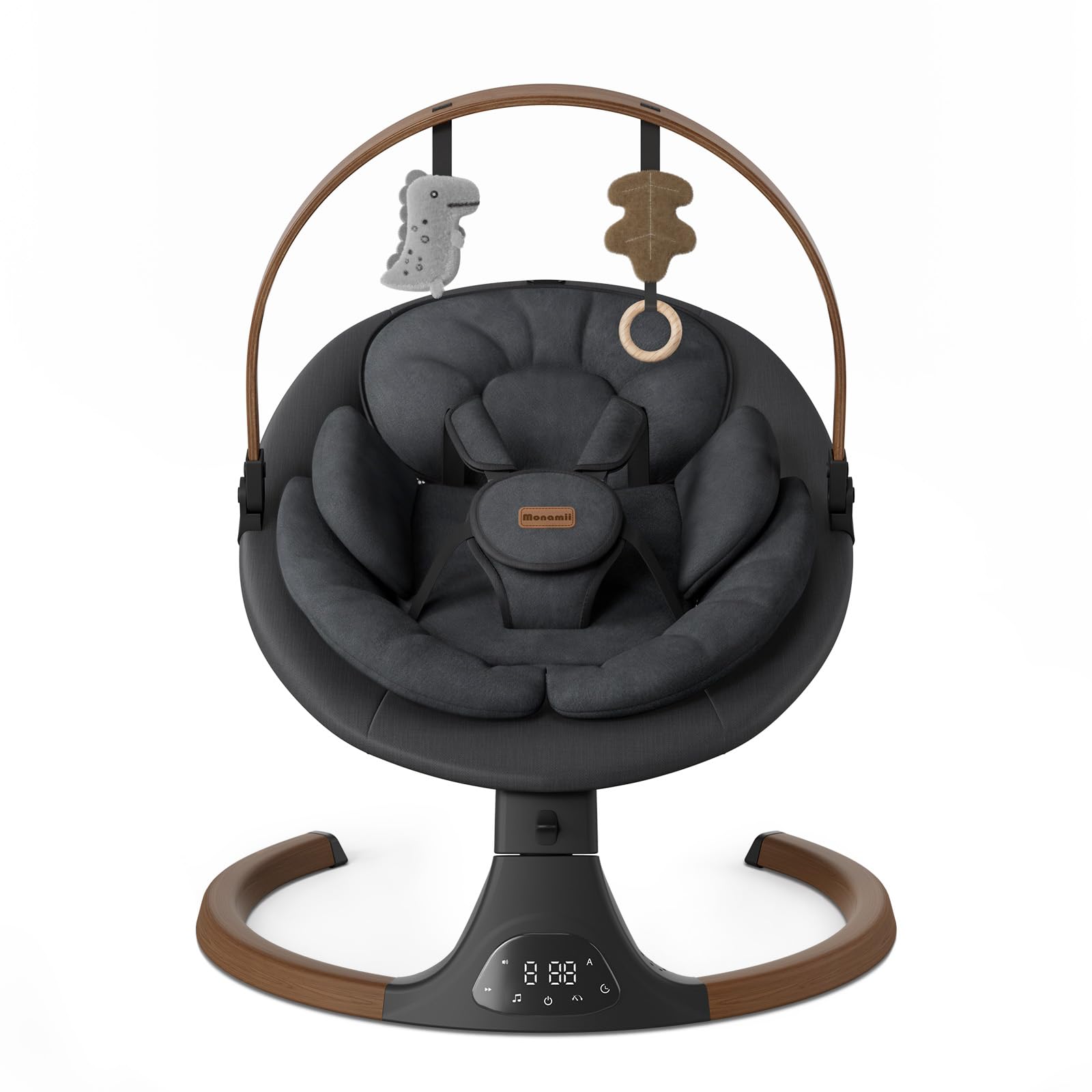 Baby Swings for Infants, Monamii Baby Swing, Bluetooth Infant Swing with Music Speaker, 5 Speeds and Remote Control, Indoor & Outdoor Use (Beige)