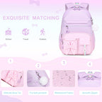 DIGOBAY Backpack for Girls, 3PCS Girls Backpack for School with Lunch Bag Pencil Case, Cute Kids Teens Bookbag for Kindergarten Elementary Preschool Middle School (Pink)