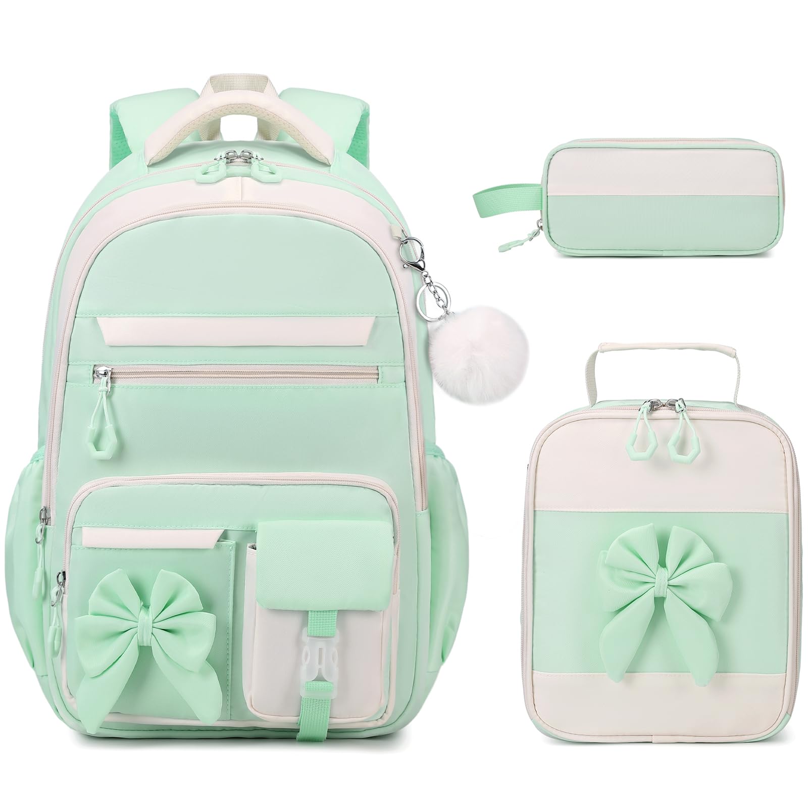 DIGOBAY Backpack for Girls, 3PCS Girls Backpack for School with Lunch Bag Pencil Case, Cute Kids Teens Bookbag for Kindergarten Elementary Preschool Middle School (Pink)