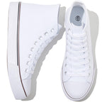 kufeiti Women's High Top Canvas Sneakers Canvas Shoes Lace up White Black Sneakers Casual Walking Shoes