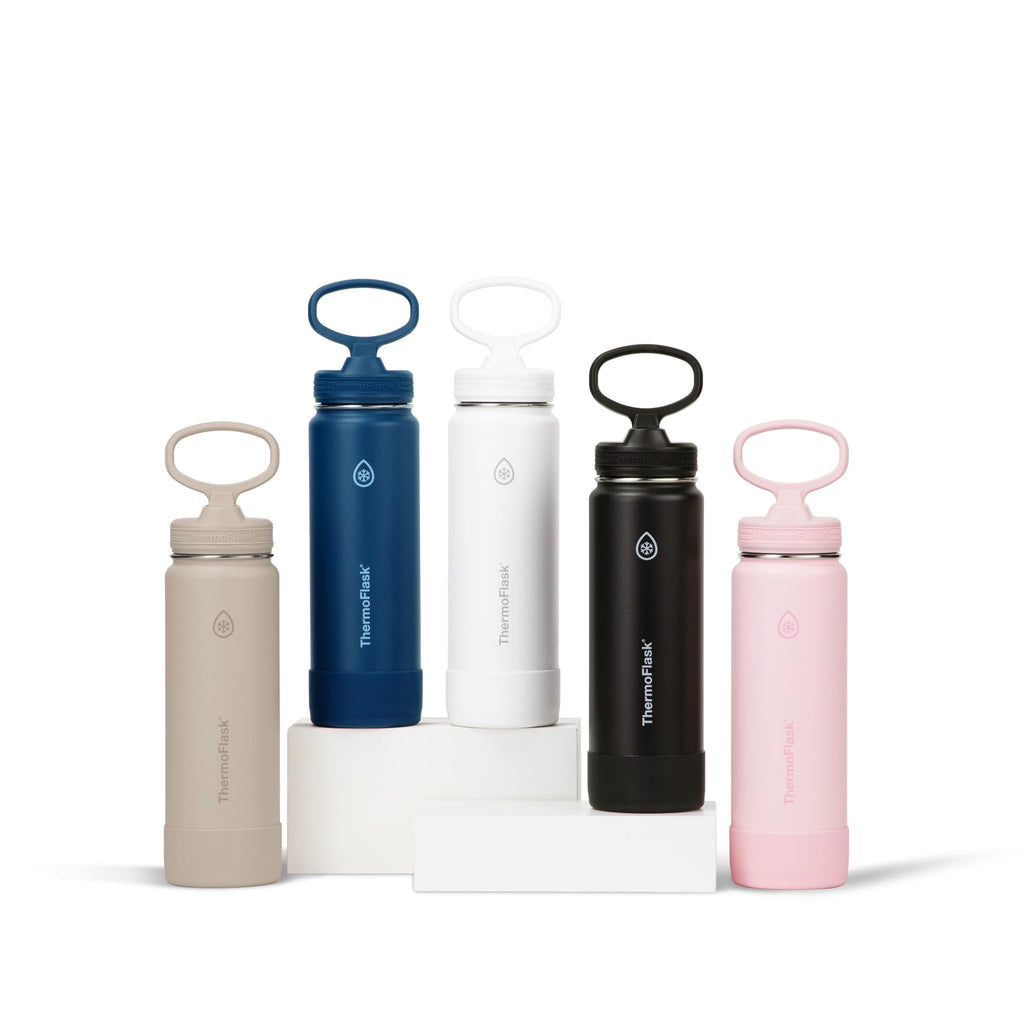 ThermoFlask Insulated Water Bottle with Straw Lid (24 oz, Purple Sunset) - Leakproof, Stainless Steel Water Bottle for Cold & Hot Drinks, Travel & Daily Hydration