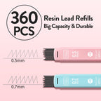 Four Candies Cute Mechanical Pencil Set, 6PCS Pastel Mechanical Pencils 0.5 mm & 0.7mm & 0.9mm with 360PCS Leads, 3PCS Erasers and 9PCS Eraser Refills, Aesthetic Pencils for Girls Writing, Art Drawing