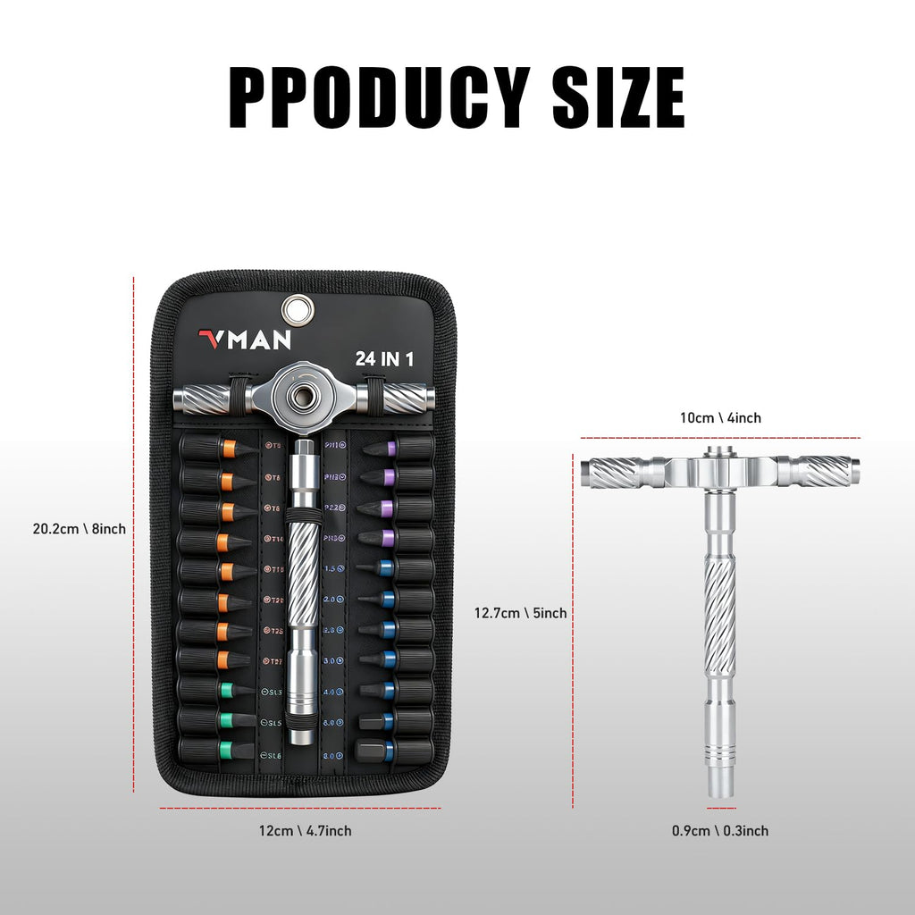 VMAN Ratchet Screwdriver Set, magnetic Screwdriver sets, S2 Steel Bits, DIY Combination Flexible Shaft, Suitable for Furniture Assembly, Precision Electrical Appliance Repair, Bicycle Tools