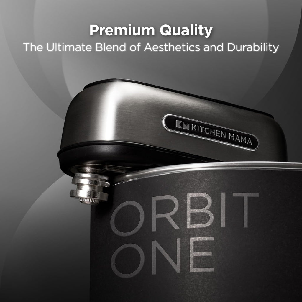 Kitchen Mama Orbit One Rechargeable Electric Can Opener: Hands-free, USB-C Charging, Automatic Stop, Smooth Edge, Safety, Blade for Large Cans, Heavy Duty, Soda and Pop Can, with Storage Box (Black)