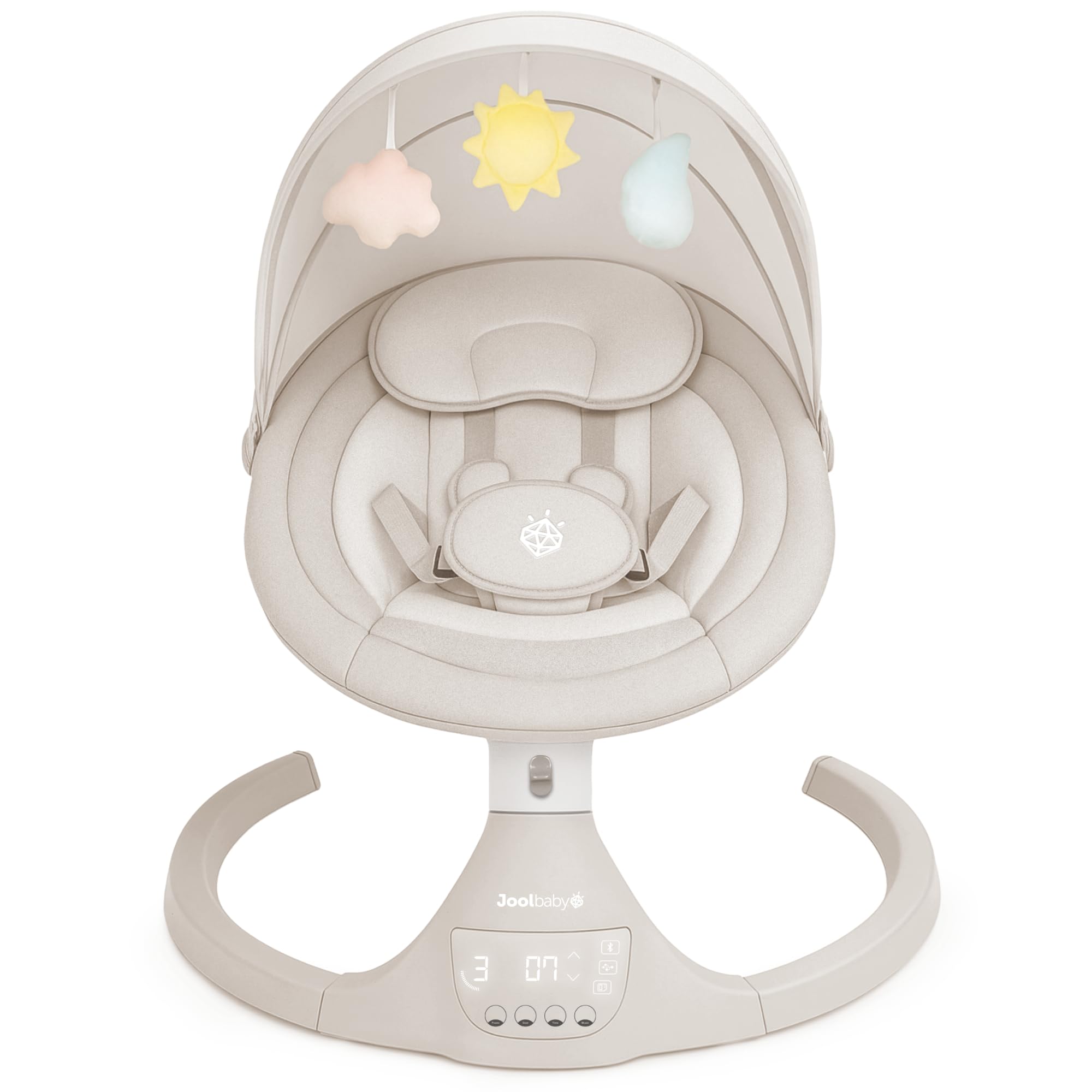 Jool Baby Nova Baby Swing for Infants – Bluetooth Music, Remote (Gray) | Keep Baby Happy While Getting Things Done – Gentle Side-to-Side Motion Helps Baby Feel Content
