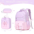 DIGOBAY Backpack for Girls, 3PCS Girls Backpack for School with Lunch Bag Pencil Case, Cute Kids Teens Bookbag for Kindergarten Elementary Preschool Middle School (Pink)