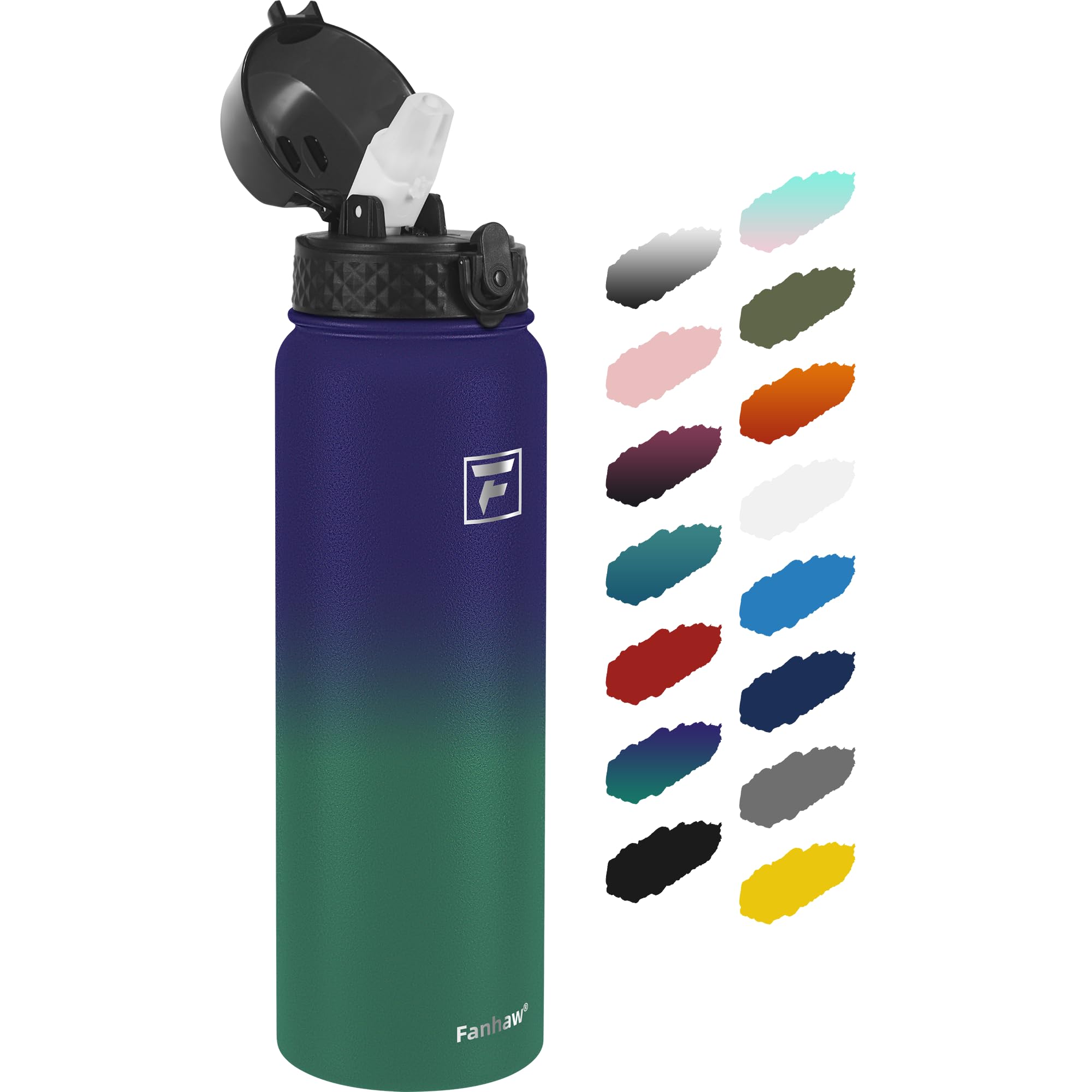 Fanhaw 20 Oz Kids Insulated Stainless Steel Water Bottle with Straw Lid, Leakproof & Anti-Dust Everyday Use Bottle for School, Women & Men, Back to School Essentials (Black)