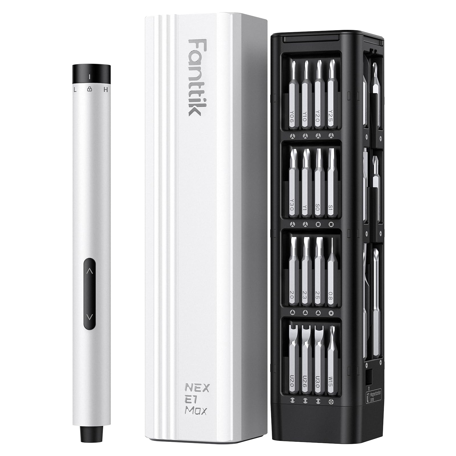 Fanttik E1 Max Electric Screwdriver, Mini Screwdriver Set, 50 Magnetic Bits, Pop-up Magnetic Storage, 0.2N.m, 5/32‘’ Precision Repair Tool Kit for Electronics Phone Camera Laptop Watch (Grey)