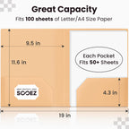 Sooez 6Pack Folders with Pockets, Pastels Colors, Heavy Duty Pocket Folder, Plastic Folders with Pockets, 2-Pocket Folder Bulk, Aesthetic File Folder, Back to School Office Filing Supplies