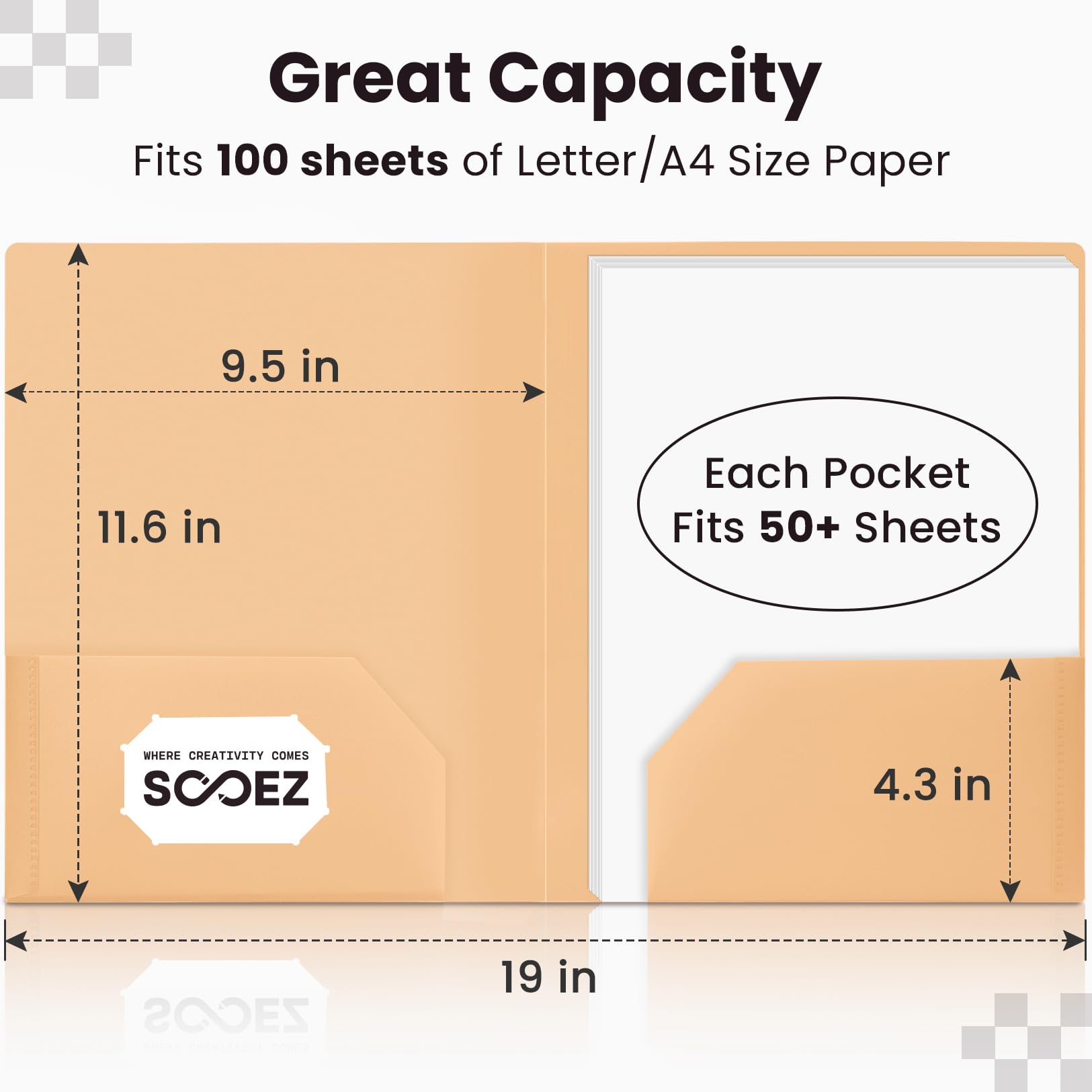 Sooez 6Pack Folders with Pockets, Pastels Colors, Heavy Duty Pocket Folder, Plastic Folders with Pockets, 2-Pocket Folder Bulk, Aesthetic File Folder, Back to School Office Filing Supplies