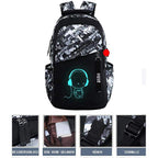 Asge Large Nylon Backpacks for Boys & Girls, Waterproof Satchel with Print, School Bags for 8-16 Years