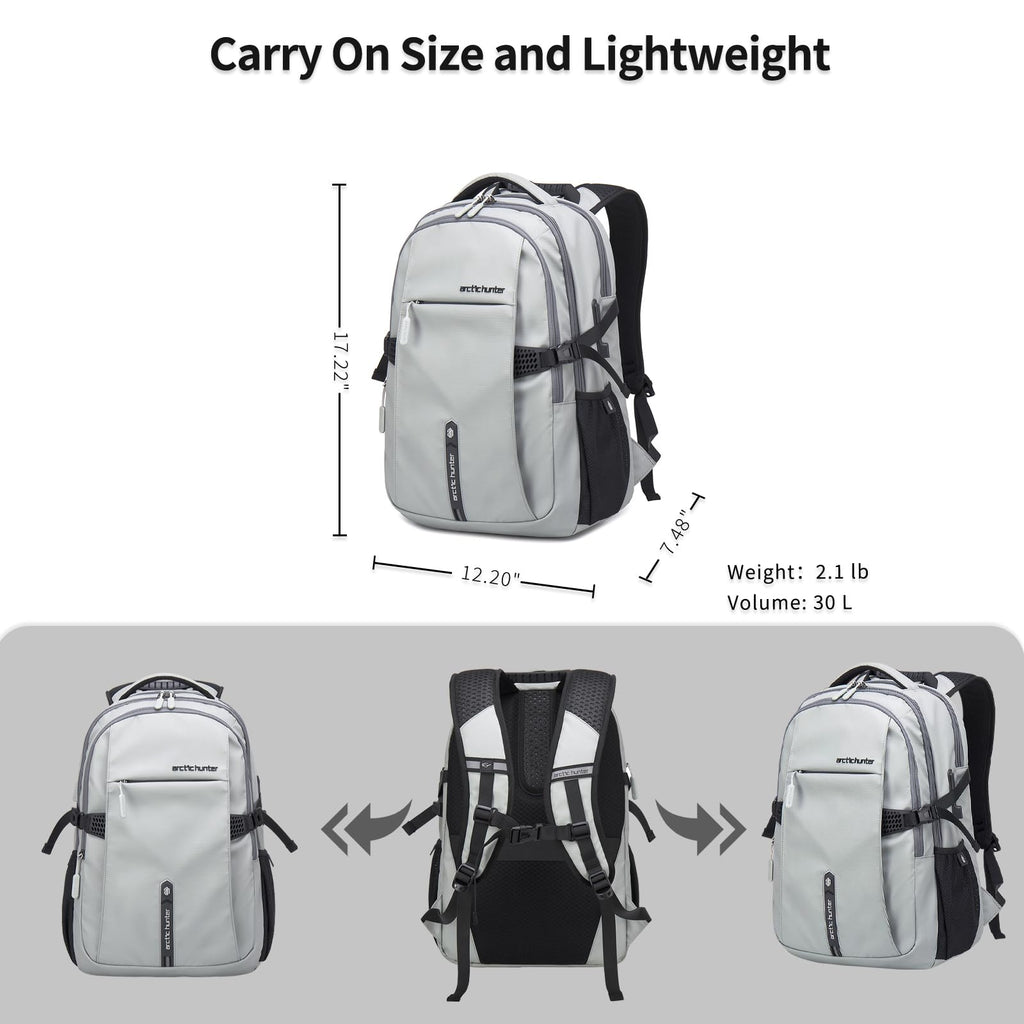 ARCTIC HUNTER AH Business Laptop Backpack for Men Work Commuting, 30L Large Travel Carry On Backpack Flight Approved for Airplane, Professional College Backpacks Casual Daypack Black
