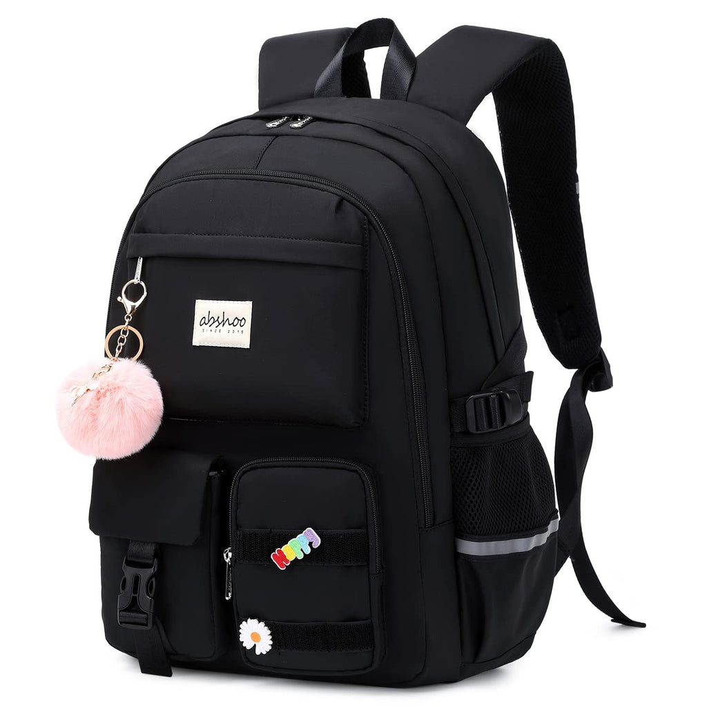 abshoo Big Student Laptop Backpack For College Women Middle High School Teen Girls Bookbag Travel Daypack (Black) | For College