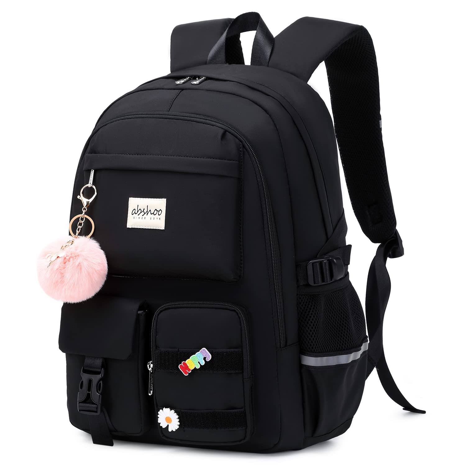 abshoo Big Student Laptop Backpack For College Women Middle High School Teen Girls Bookbag Travel Daypack (Black) | For College