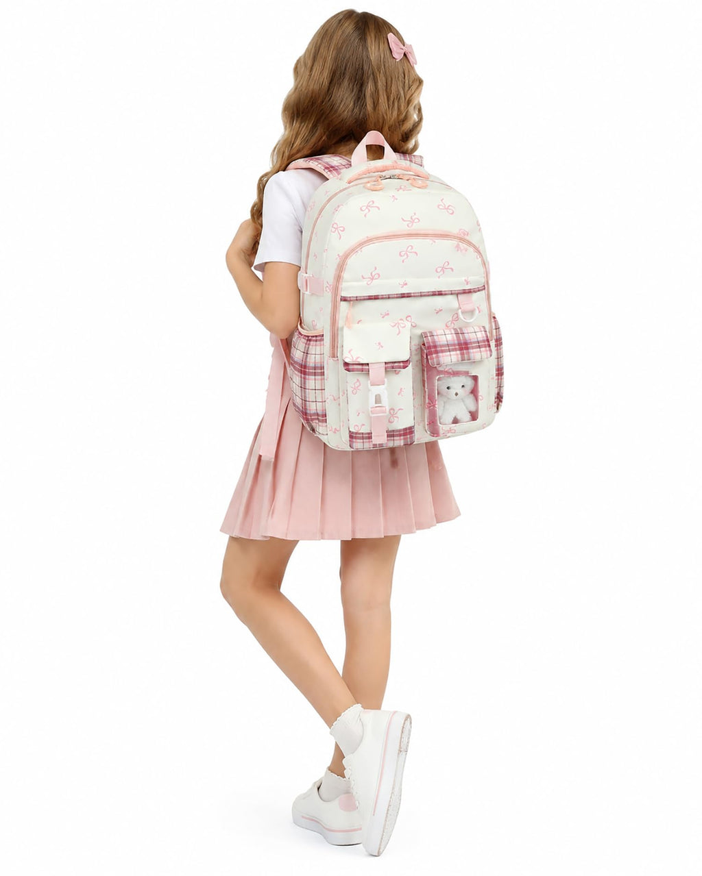 PRLINJSK Girls Backpack，Cute School Backpack for Girls Kids Teens，Kawaii Bookbag for Primary Elementary，Purple