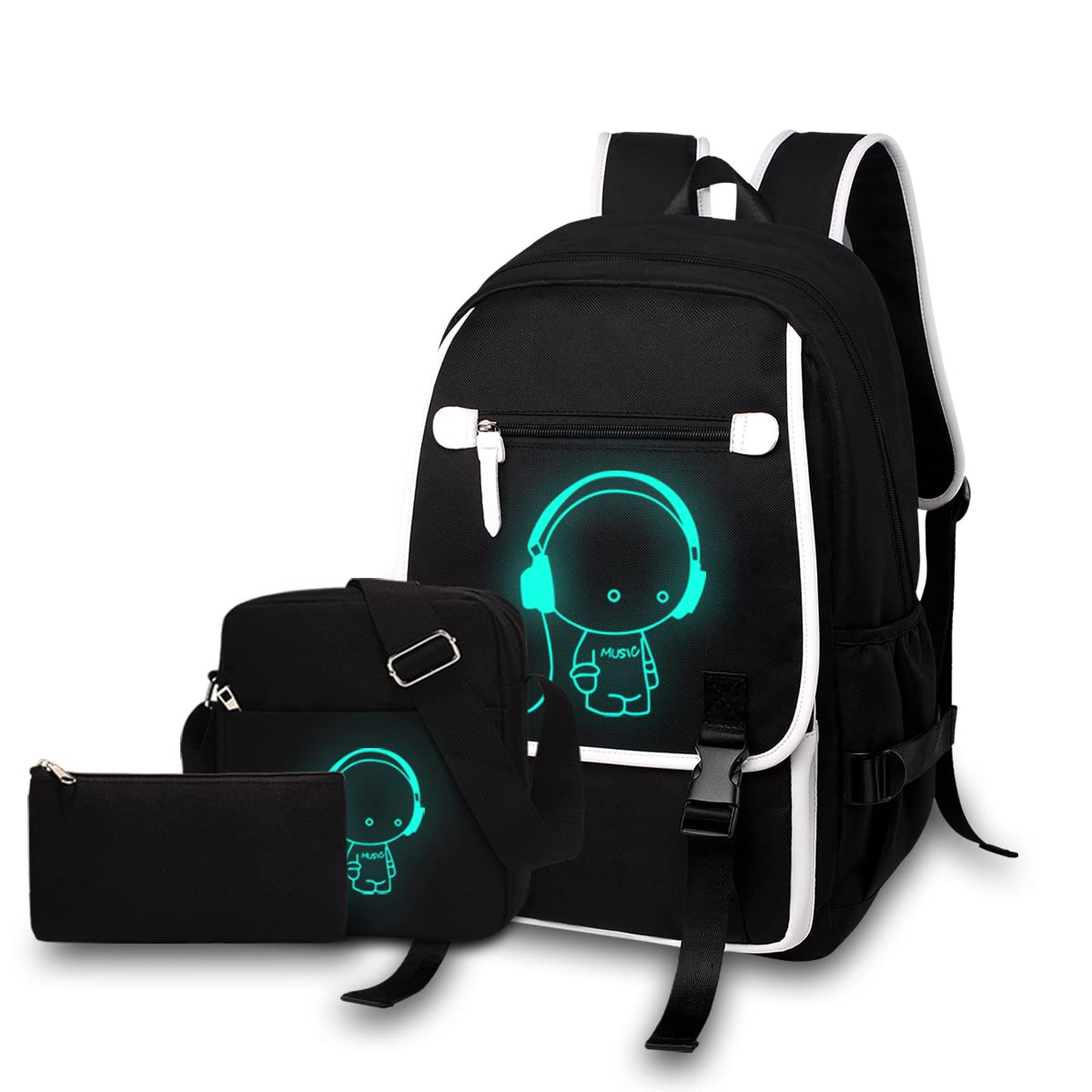 Asge Large Nylon Backpacks for Boys & Girls, Waterproof Satchel with Print, School Bags for 8-16 Years