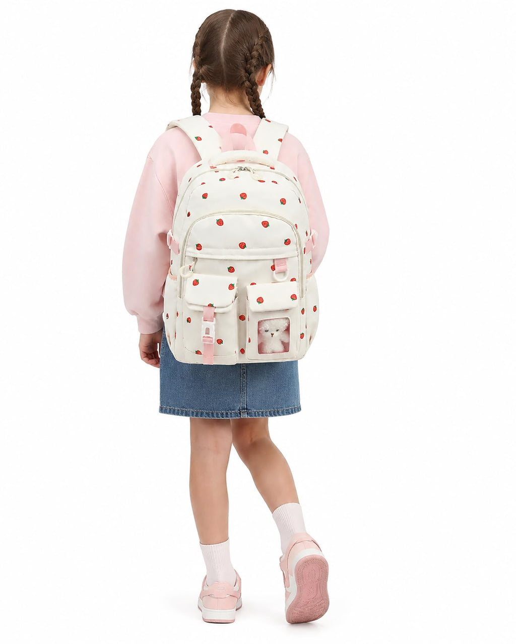 PRLINJSK Girls Backpack，Cute School Backpack for Girls Kids Teens，Kawaii Bookbag for Primary Elementary，Purple