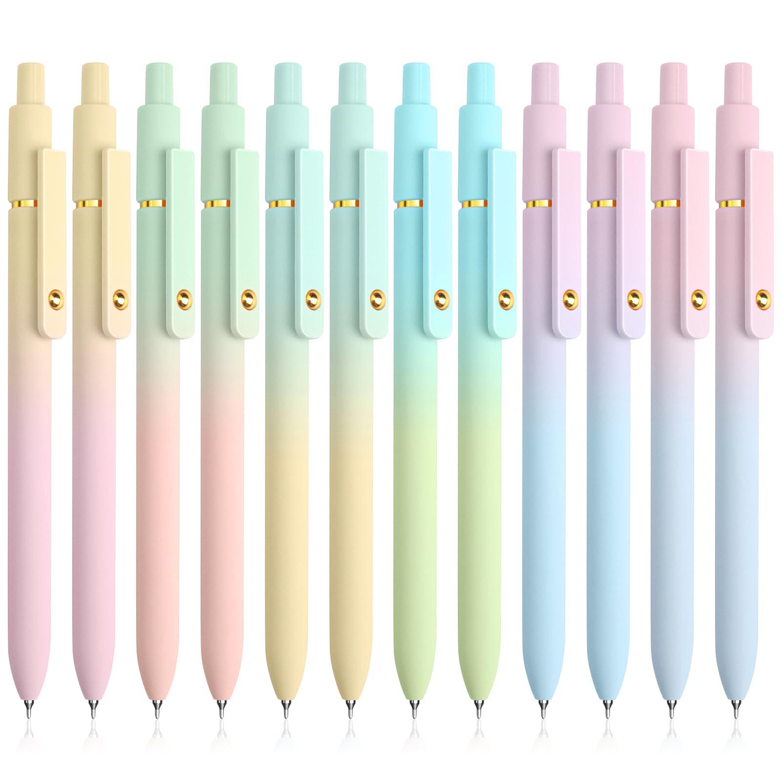 UIXJODO 12 Pcs Gel Pens 0.5mm Quick Dry Black Ink Pens Fine Point Smooth Writing Pens, Cute Office and School Supplies Gifts for Women Teacher Students (12 Pcs Morandi and Vintage Gold)