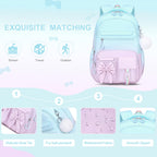 DIGOBAY Backpack for Girls, 3PCS Girls Backpack for School with Lunch Bag Pencil Case, Cute Kids Teens Bookbag for Kindergarten Elementary Preschool Middle School (Pink)
